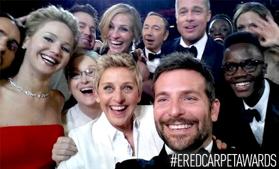 Ellen DeGeneres, Oscar Selfie, #ERedCarpetAwards Ellen DeGeneres, Oscar Selfie, #ERedCarpetAwards